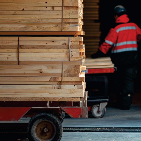 Hardwood lumber ready for shipping